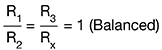 Balanced Wheatstone equation