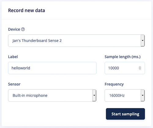 Recording a keyword in Edge Impulse Studio