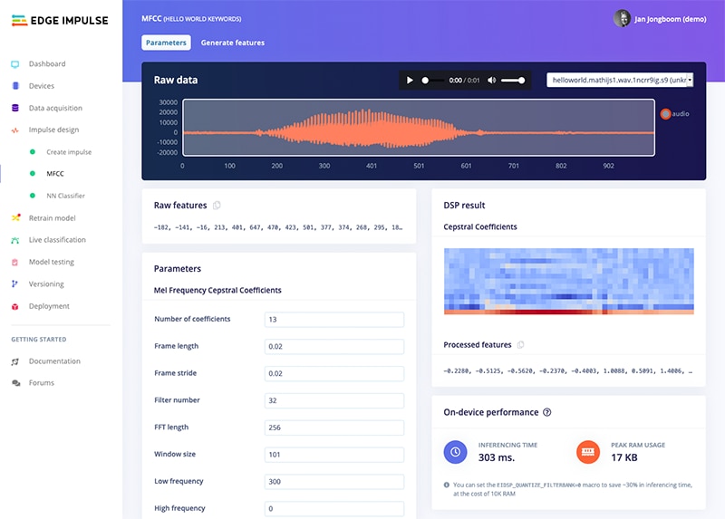 MFCC Block with audio file