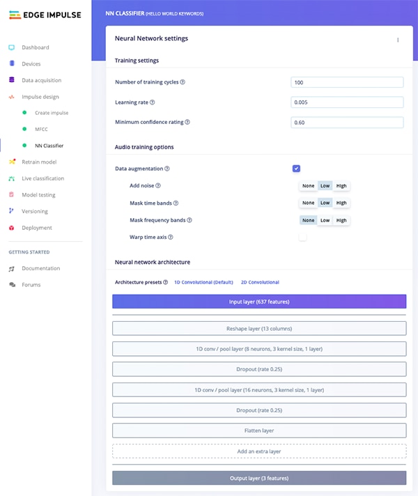 NN Classifier in Edge Impulse Studio