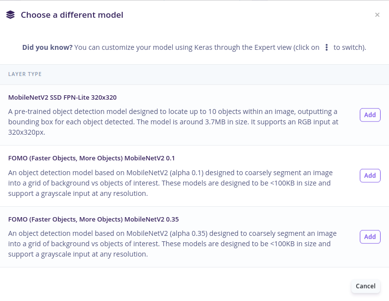 Choosing an object detection model