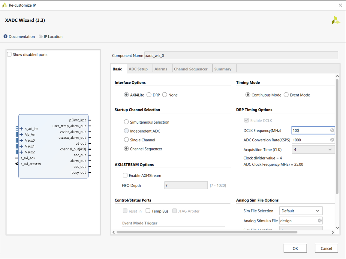 XADC Customize Wizard