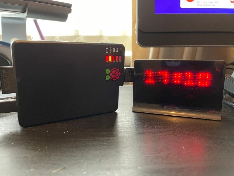 RasPi in case with digital clock