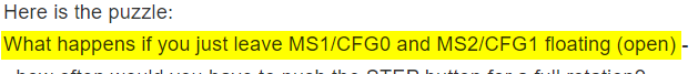 CFG0 and CFG1 left open (floating)