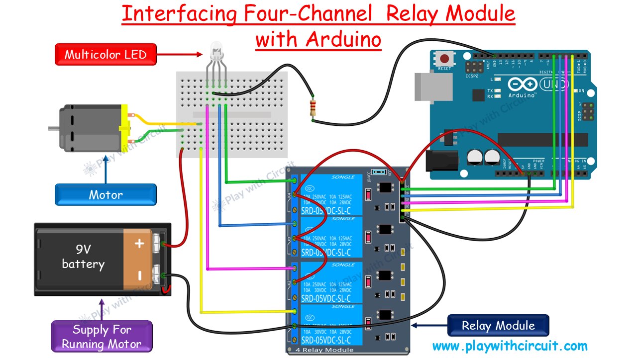 Interfacing a 5V 4-Channel Relay Module with Arduino Uno - element14 ...