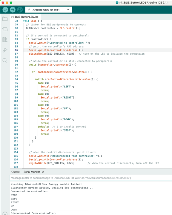 Arduino BLE Serial console