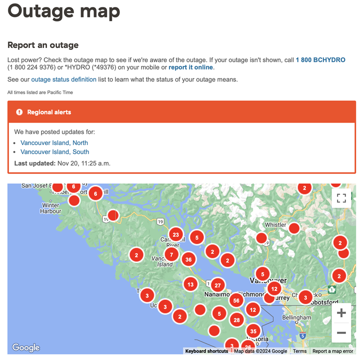 Power Outages Across BC