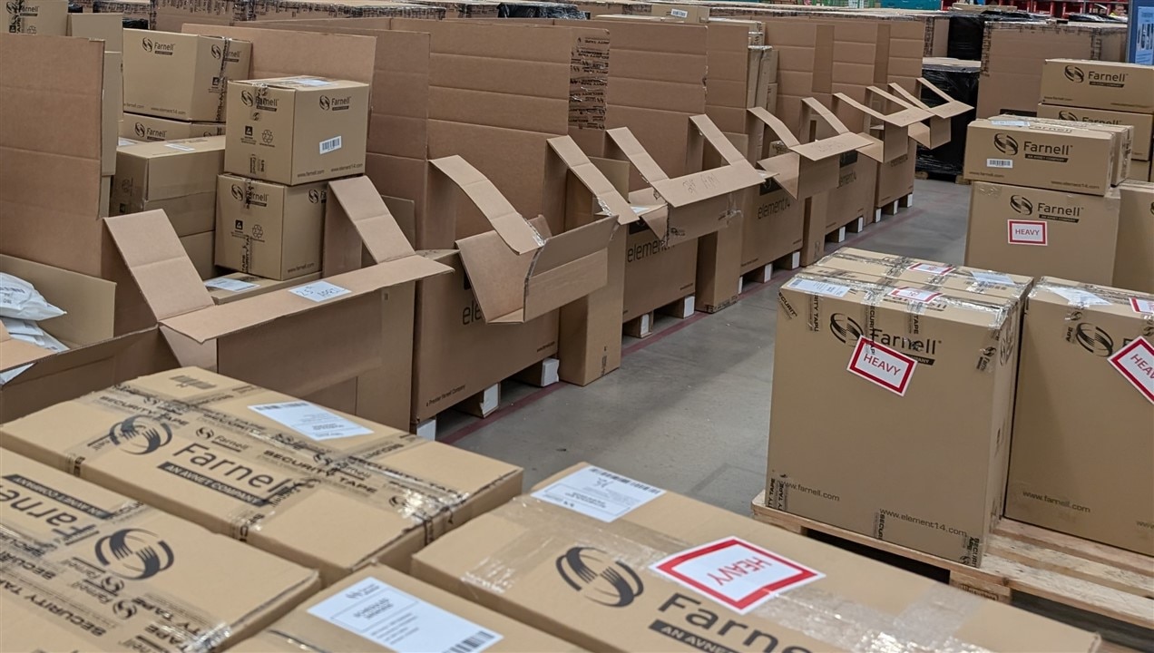 Boxes with Farnell labels