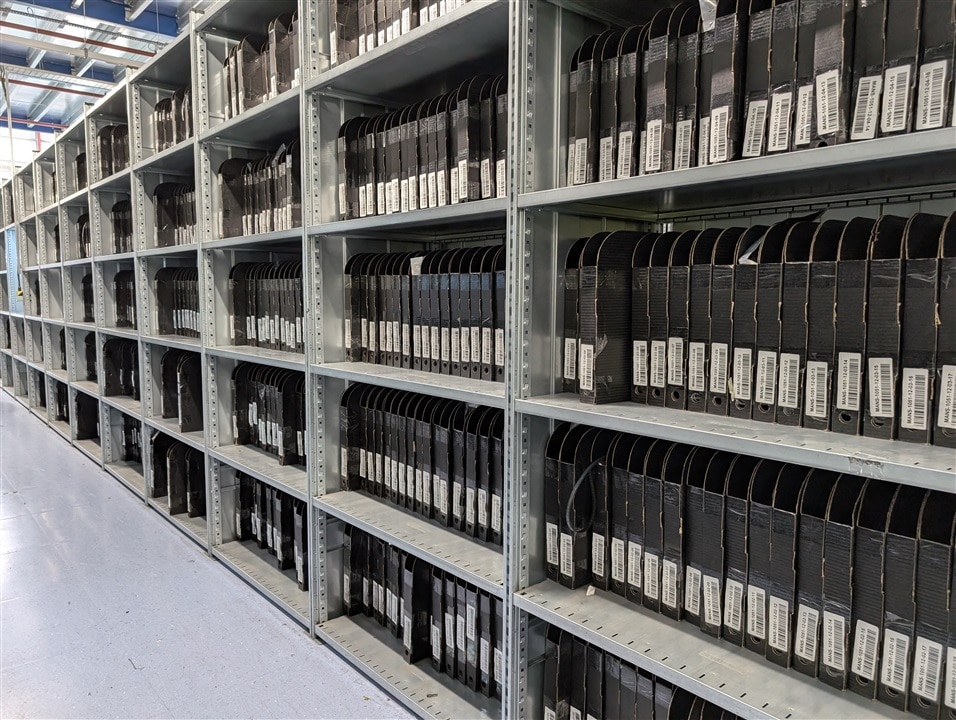 Rows and rows of reels of components