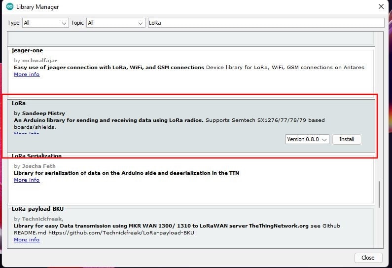 Install LoRa libraries