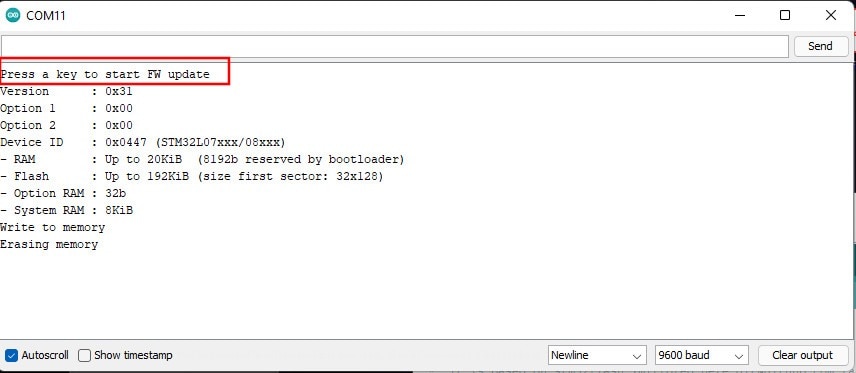 Firmware upgrade press a key