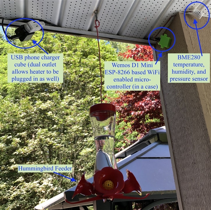 Hummingbird feeder with sensors