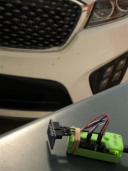 Garage air quality sensor near car