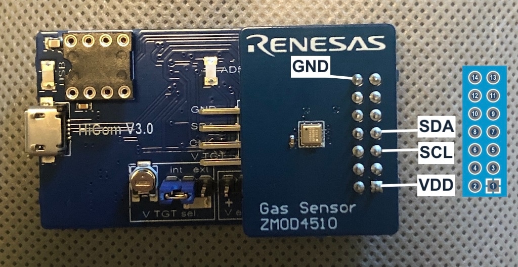 ZMOD4510 picture with pinout