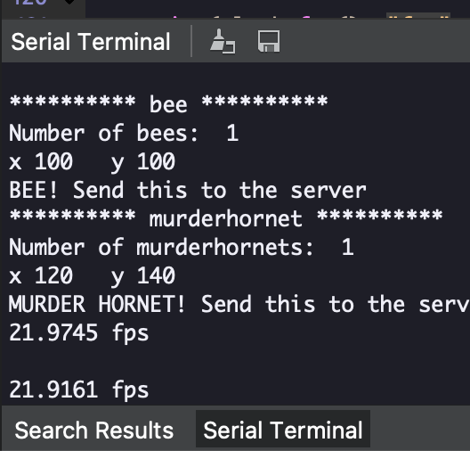 debug info detecting bees