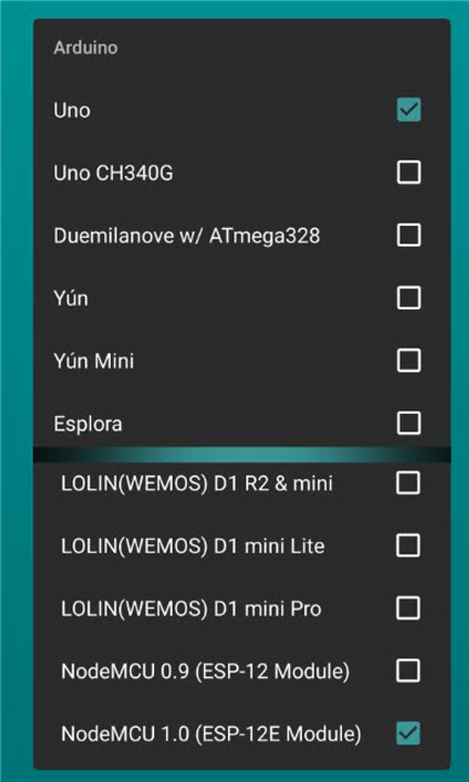 Android Arduino supported boards