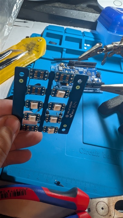 First batch of soldered LEDs