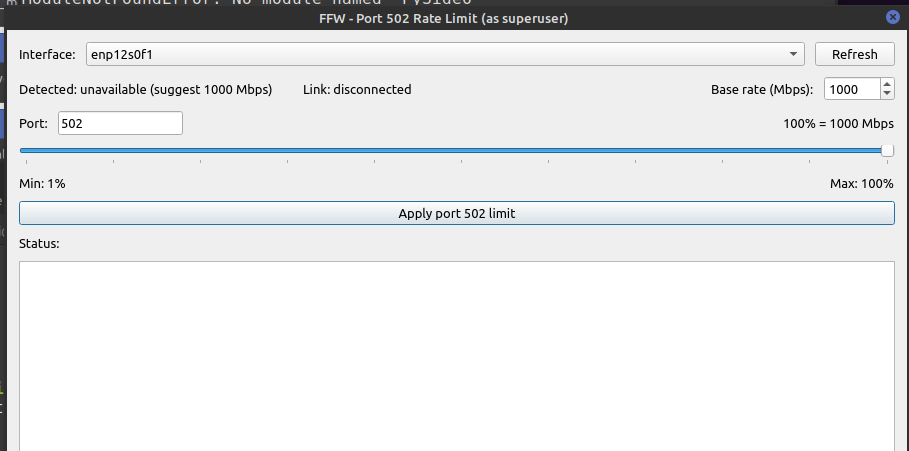 Rate limiting firewall GUI