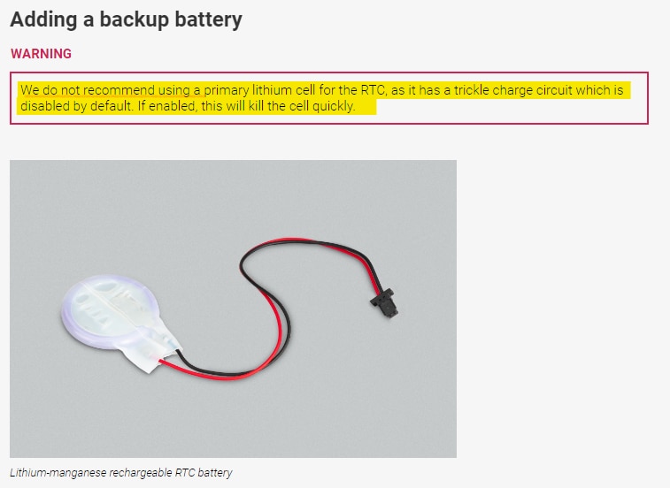 RTC Battery for Raspberry Pi 5 