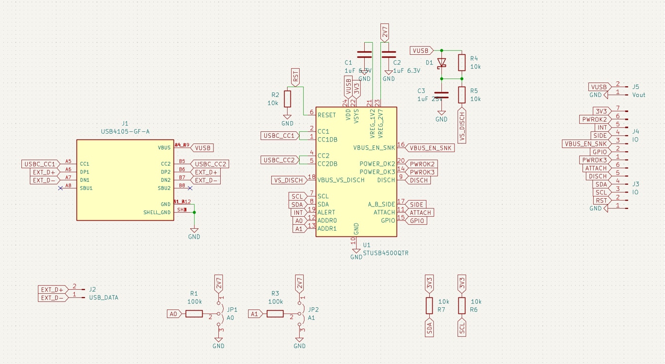 STUSB4500 breakout board schematic