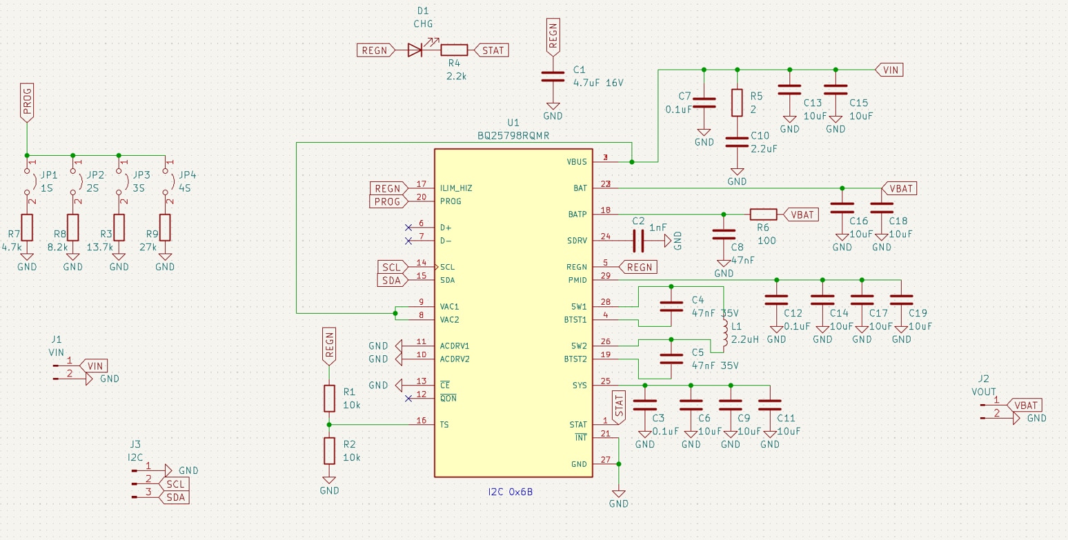 BQ25798 breakout board schematic