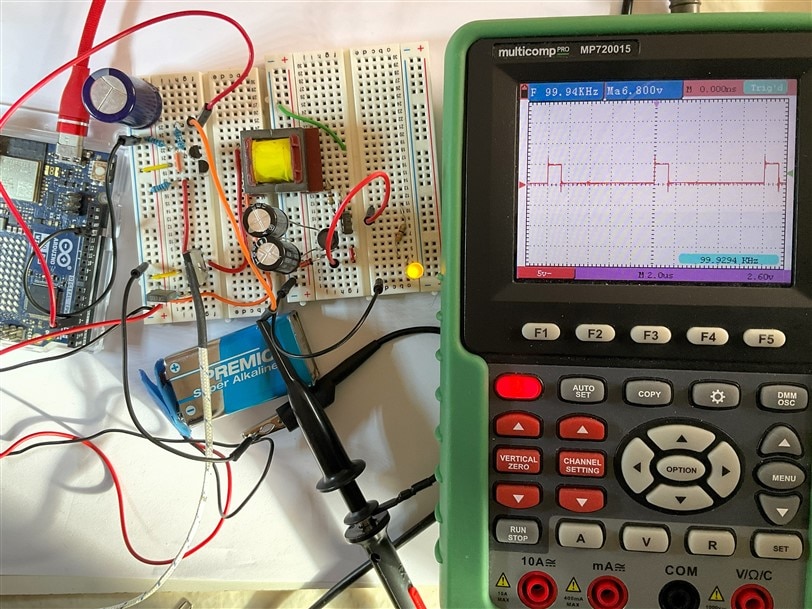 DIY Unregulated DC/DC Flyback Converter - Arduino PWM Signal