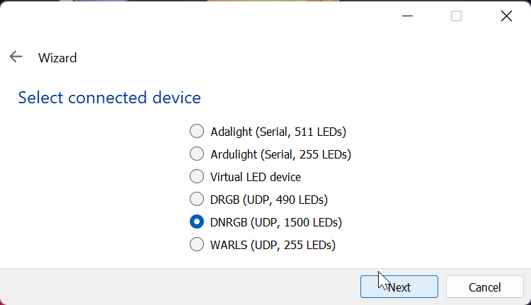 Device selection from the list